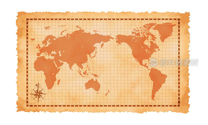 古老的世界地图矢量插图