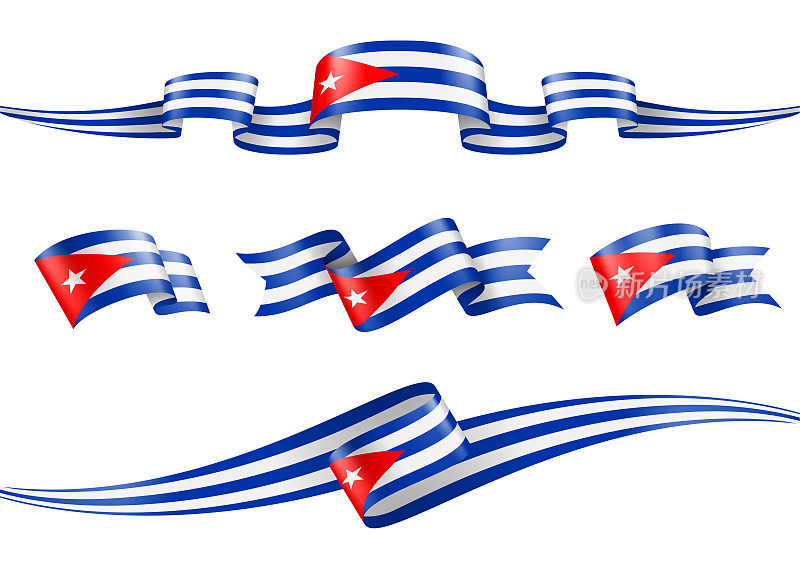 古巴国旗缎带集-矢量股票插图