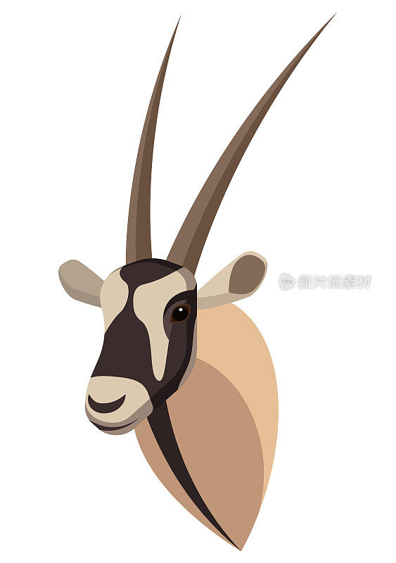 羚羊瞪羚肖像制作独特的简单卡通风格。大羚羊的头。独立的图标为您的设计