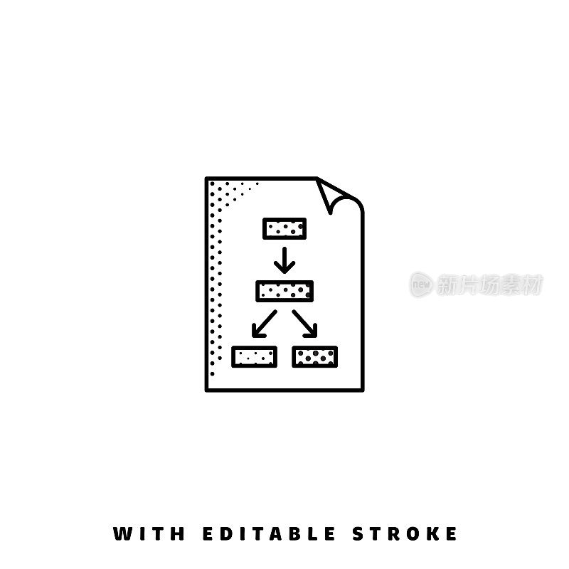 具有可编辑笔画的组织图半色调线图标。