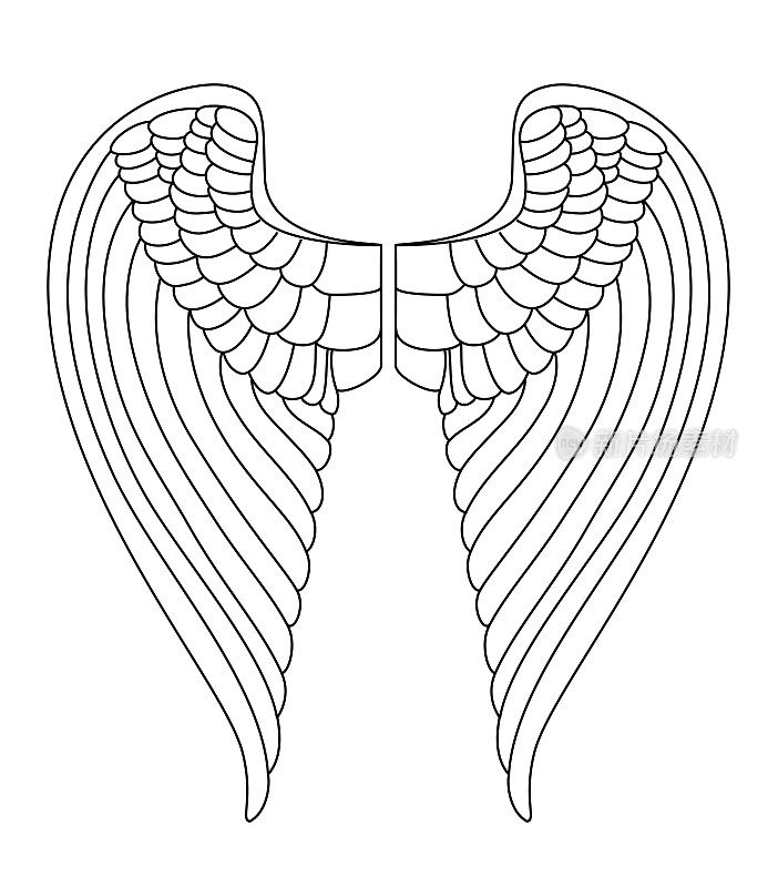 简单的天使翼元素在一个透明的背景