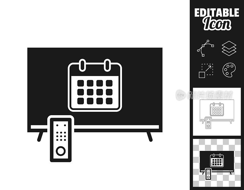 电视与日历。图标设计。轻松地编辑