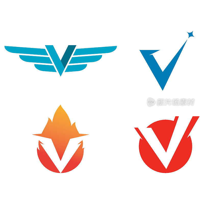 V字母Logo模板矢量插图