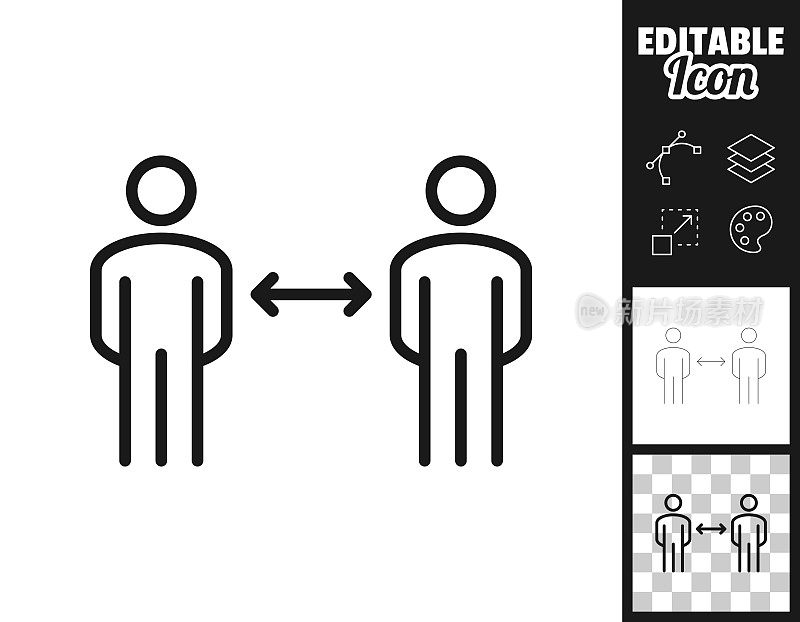 社会距离。图标设计。轻松地编辑