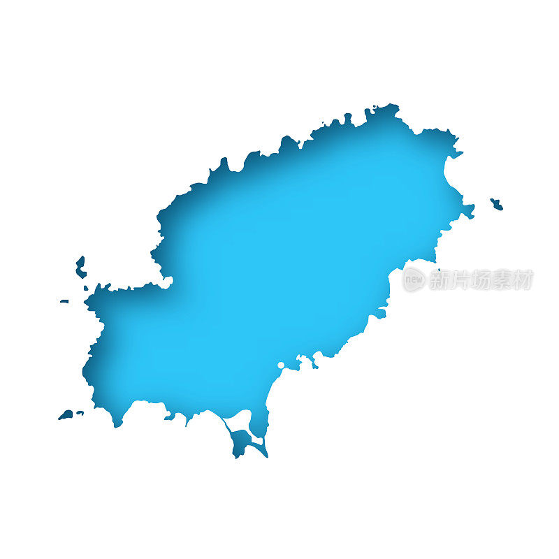 伊比沙岛地图-白纸，蓝色背景