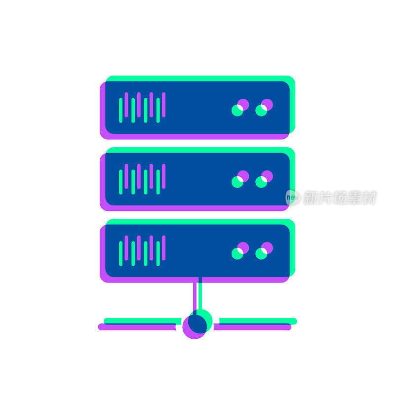 服务器。图标与两种颜色叠加在白色背景上