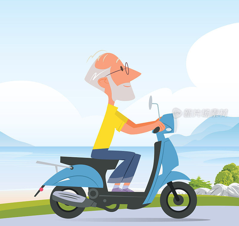 老人骑摩托车旅行