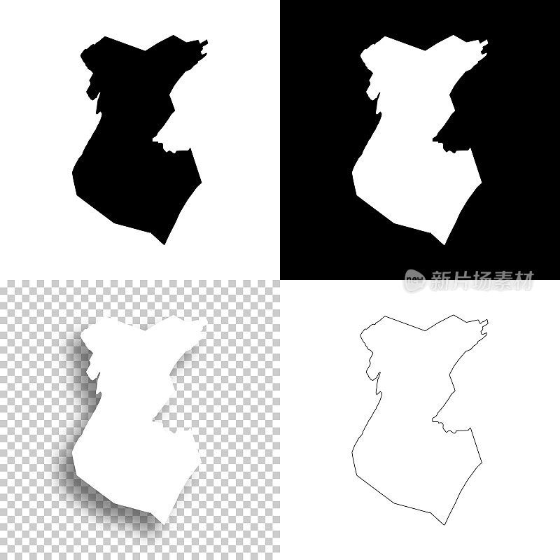 亨廷顿县，宾夕法尼亚州。设计地图。空白，白色和黑色背景