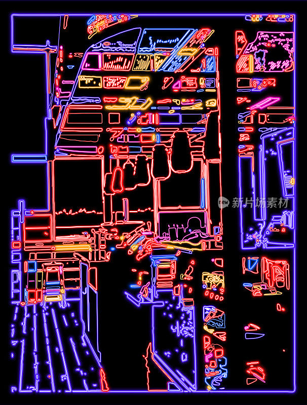 矢量LED光梯度色彩迷幻霓虹效果网络超时空城市场景背景