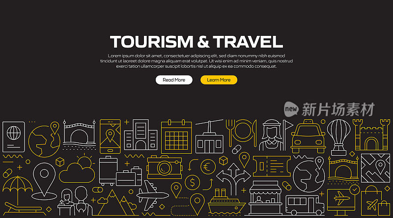 旅游和旅游相关的路线风格横幅设计的网页，标题，小册子，年度报告和书籍封面