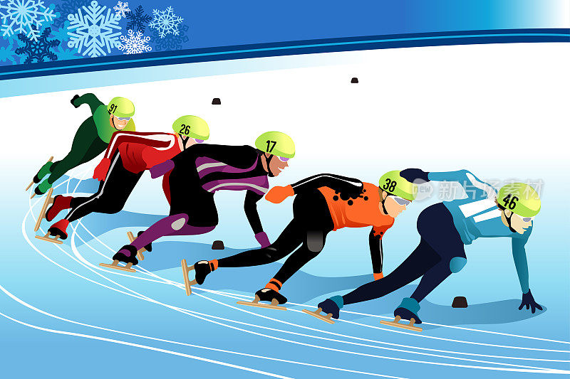 速度滑冰运动员比赛插图