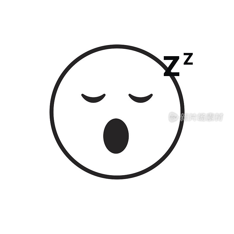 微笑卡通脸睡觉的人的情感图标