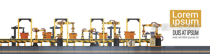 工厂生产输送机自动化装配线机械工业自动化工业概念