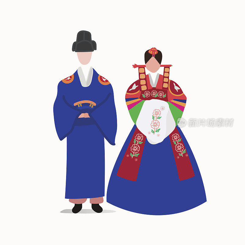 韩国传统婚纱向量
