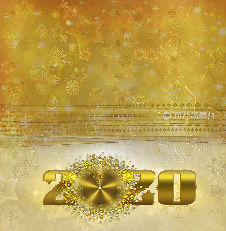 2020年新年快乐，金色背景
