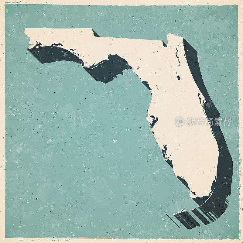 佛罗里达地图复古风格-旧纹理纸