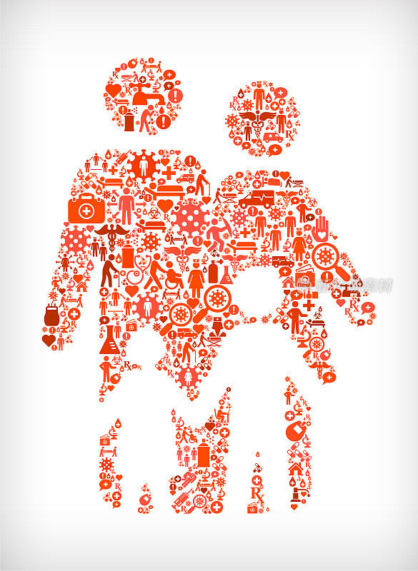 家庭流感冠状病毒图标模式