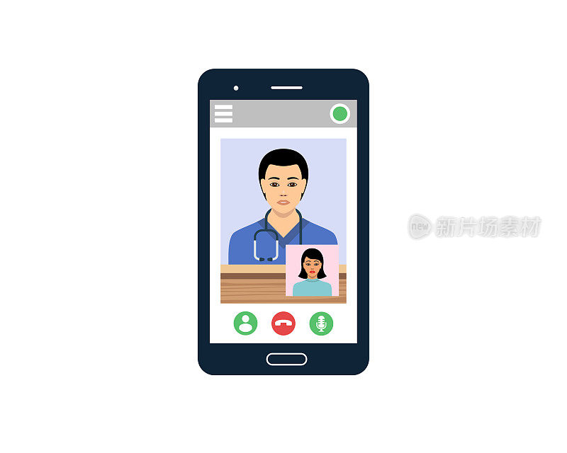 医生和病人通过智能手机上的无线技术交谈