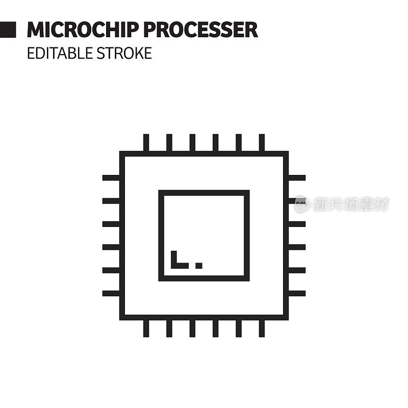 人工智能-微晶片处理器相关图标。矢量图的符号