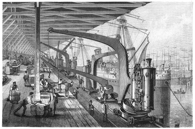 德国汉堡港的吊车码头，1877年