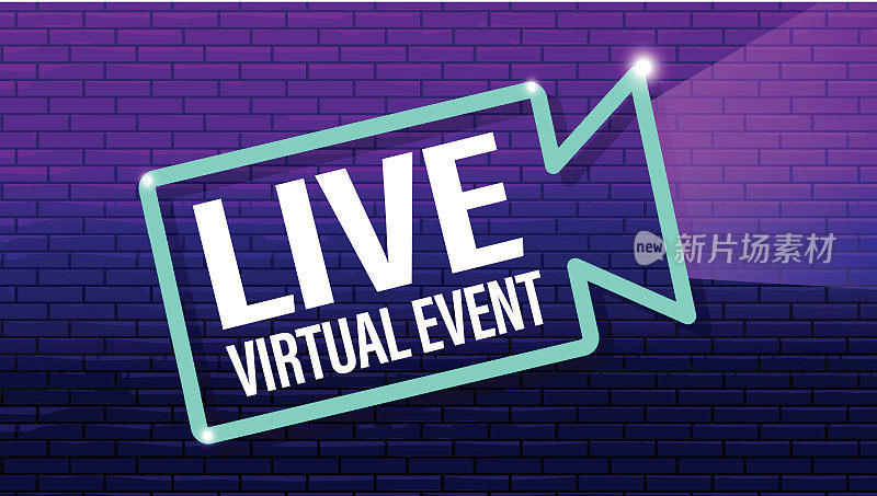 现场虚拟事件图标上的紫色砖墙