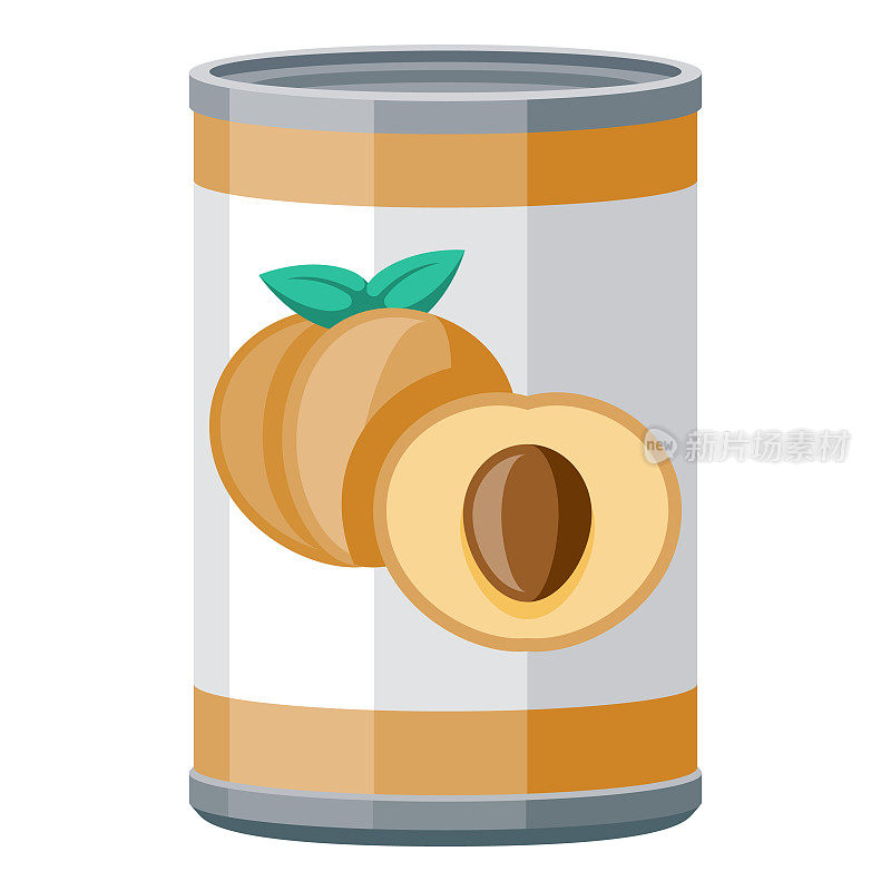 罐头桃子图标上透明的背景
