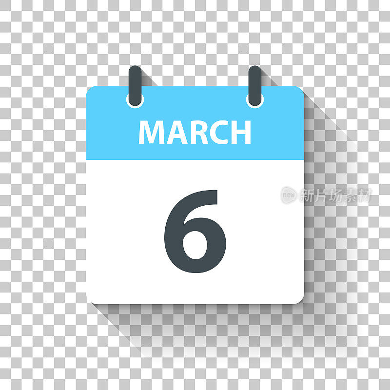 3月6日-日日历图标在平面设计风格