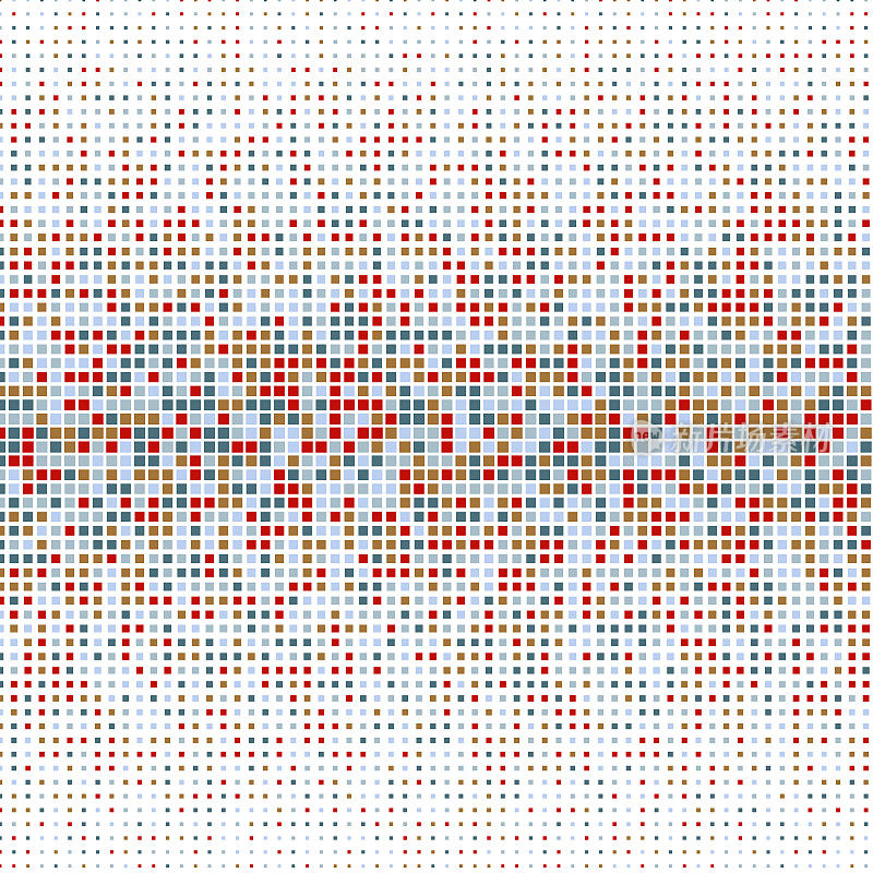 均匀间隔的方形图案，具有垂直大小梯度。图案背景插图与5个单独的盒子颜色。