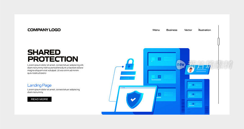 共享保护概念矢量插图登陆页模板，网站横幅，广告和营销材料，在线广告，业务演示等。