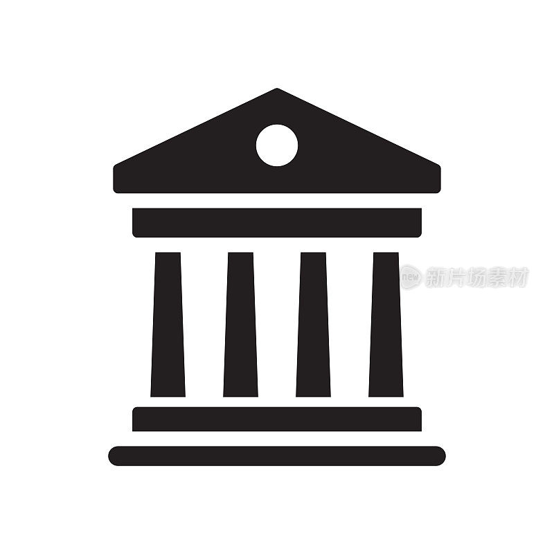 银行建筑图标，矢量符号插图。