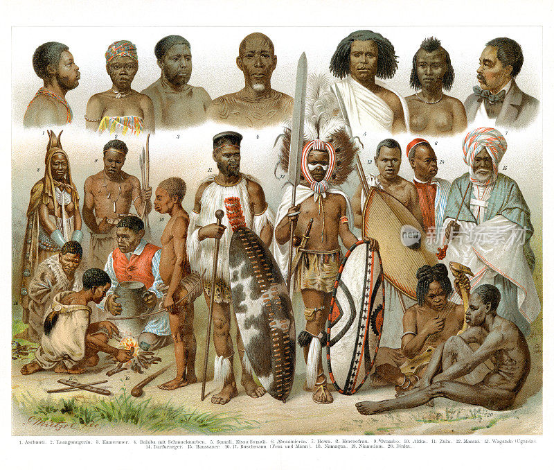 不同的非洲原住民和部落