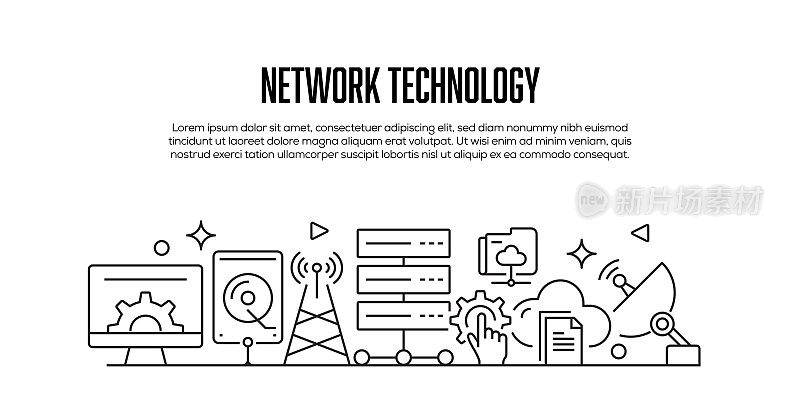 与网络技术相关的现代线型横幅设计