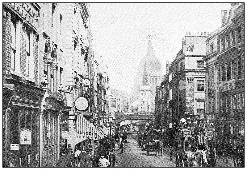伦敦的古董旅行照片:舰队街
