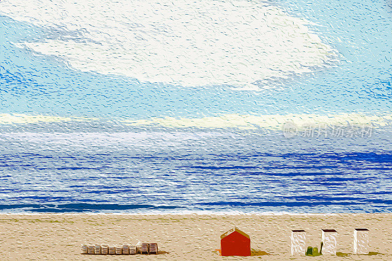 日出的海滩，开普梅，新泽西，美国，纹理插图