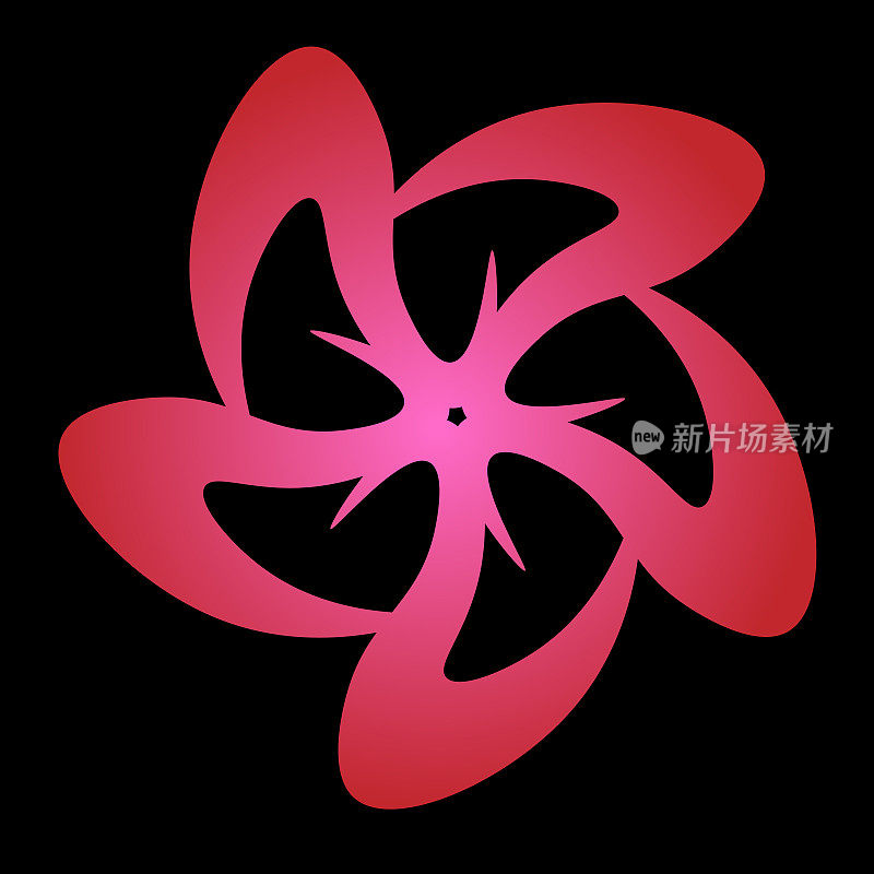抽象的圆形螺旋图案，在一个花星的形状。