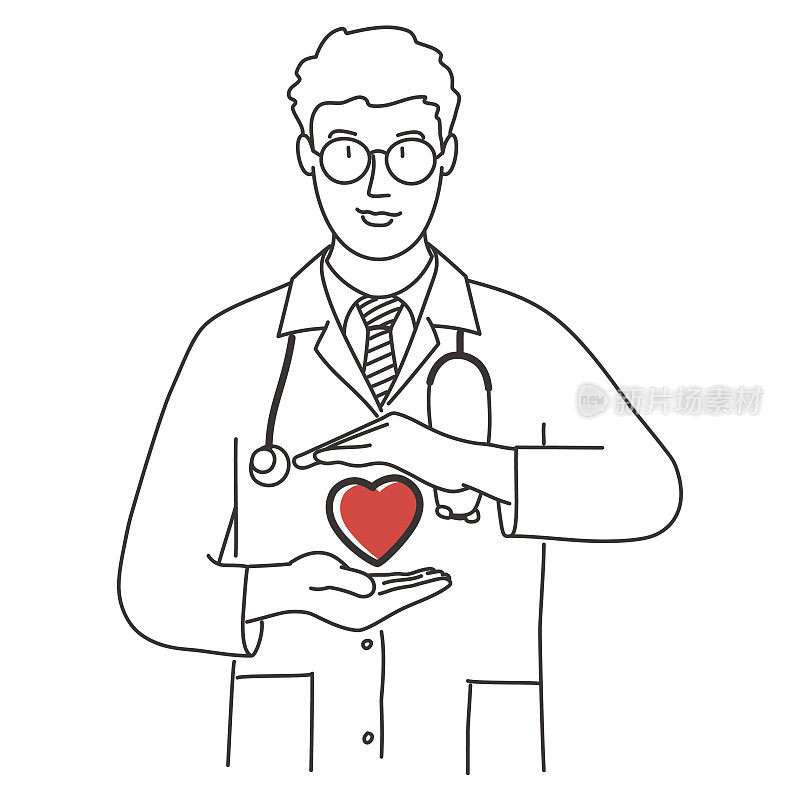 医生心脏病学家和健康心脏的概念。