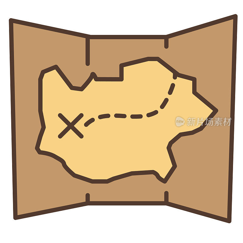 复古街机游戏地图彩色细线图标可编辑的笔画