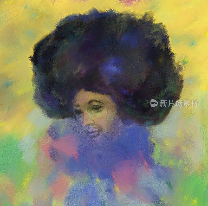 印象主义风格的黑人妇女的生动的肖像