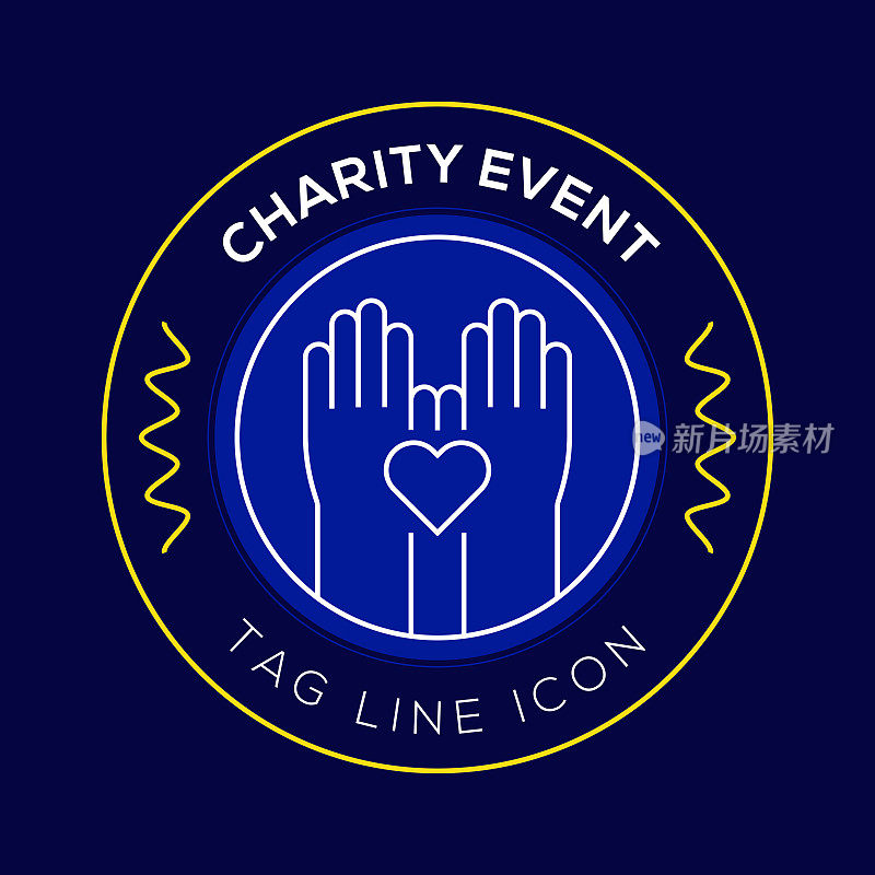 慈善活动圈徽章，现代标志矢量图标设计线风格