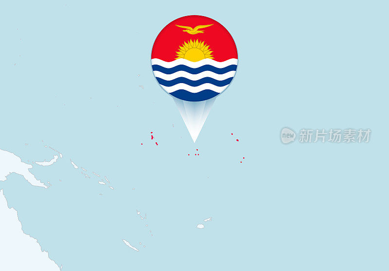 大洋洲与选定的基里巴斯地图和基里巴斯旗帜图标。