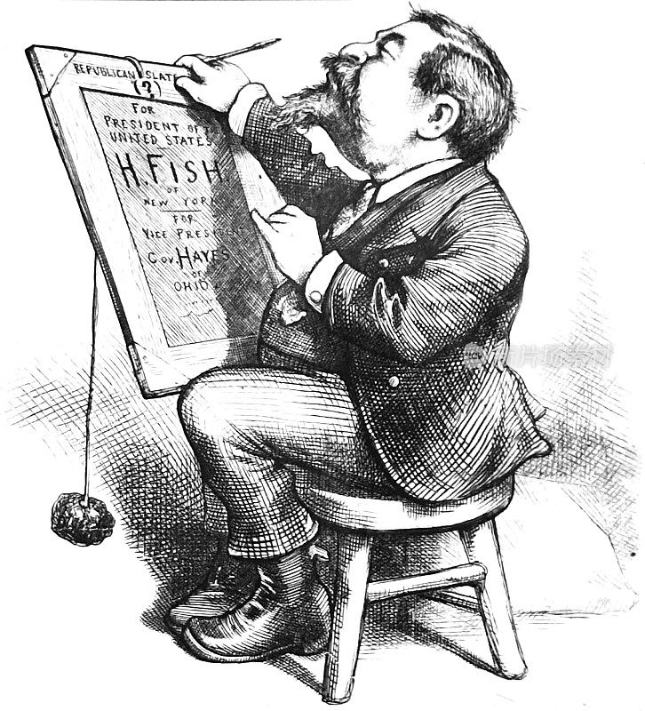 托马斯・纳斯特,政治漫画家,正在工作