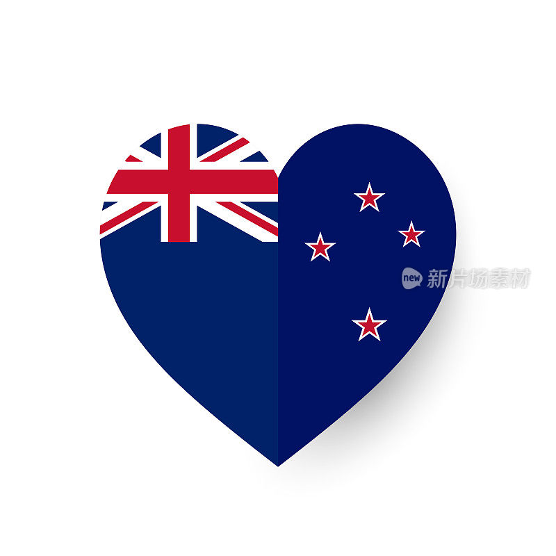 新西兰纸心旗。向量