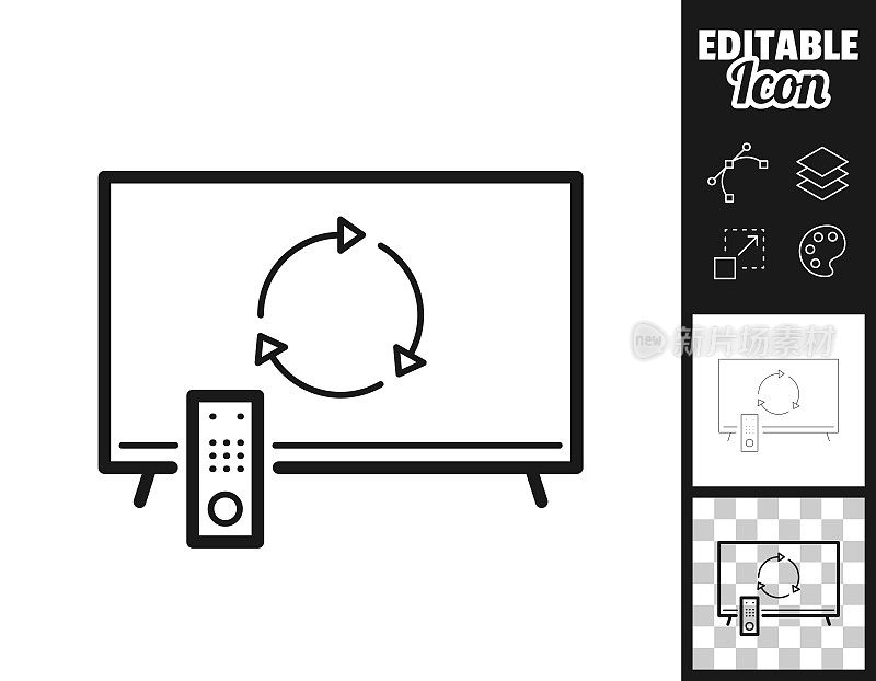 刷新或重新加载电视。图标设计。轻松地编辑