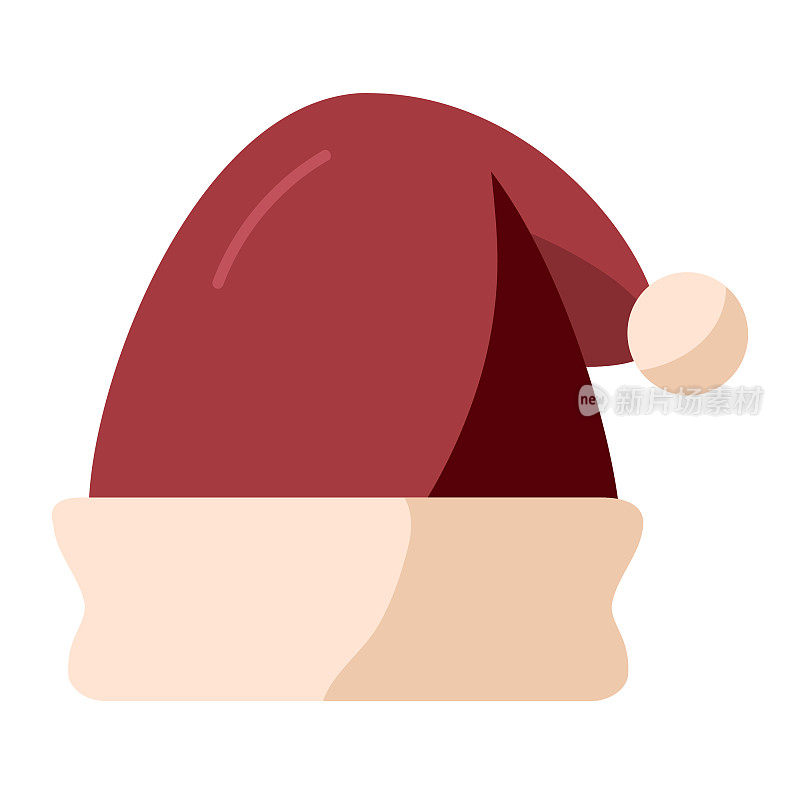 圣诞假期圣诞老人帽子彩色图标在白色背景