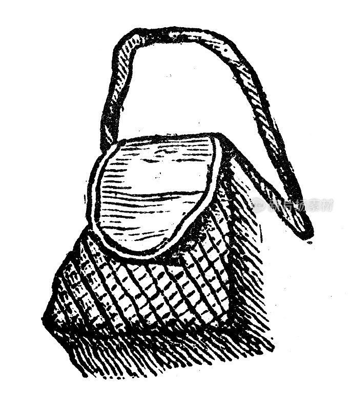 古董雕刻插图:猎人包