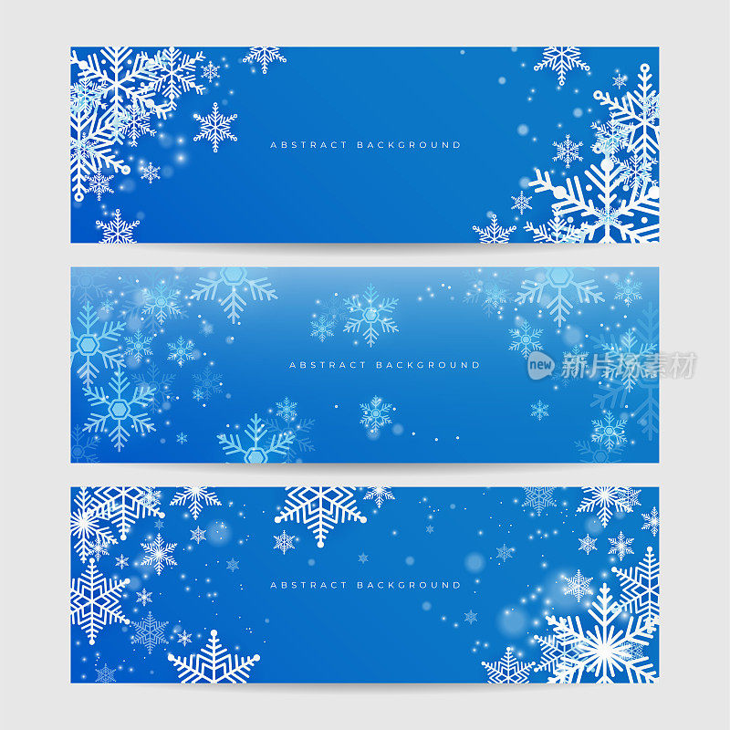 圣诞蓝色背景与雪和雪花。圣诞卡片雪花边界矢量插图
