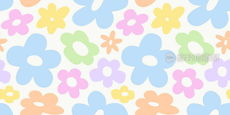 彩色花卉无缝图案插图