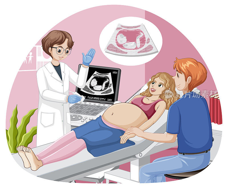 医生为孕妇做超声波扫描