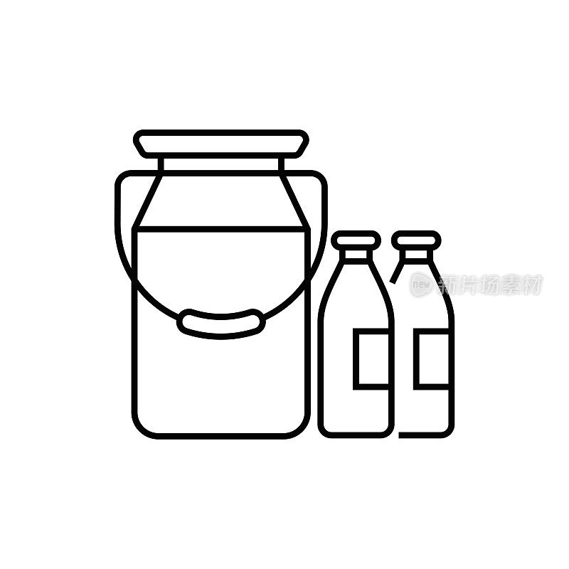 牛奶瓶和农场线图标