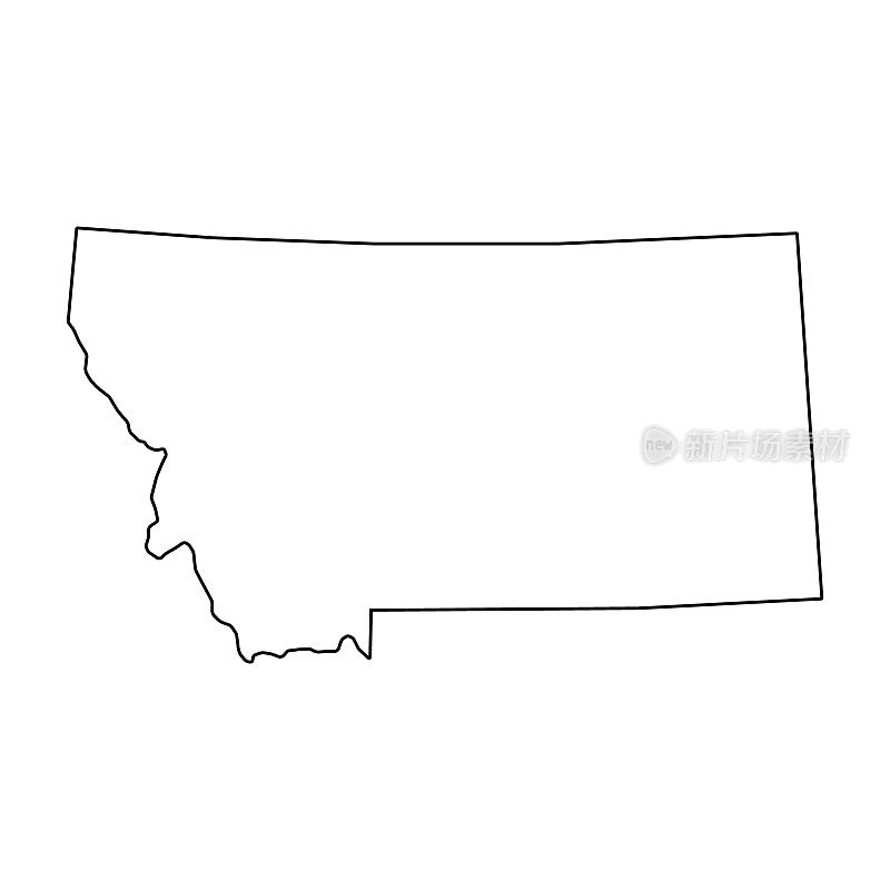 蒙大拿地图形状，美利坚合众国。平面概念图标符号矢量插图